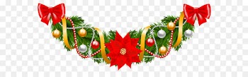 Christmas Garland Santa Claus Clip art - Christmas Pine Deco Garland with Poinsettia PNG Clipart Image 