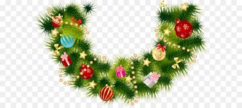 Christmas Garland Wreath Clip art - Christmas Pine Branch Garland with Ornaments 