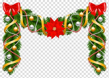 Christmas Garland Wreath Poinsettia , Garland transparent background PNG clipart
