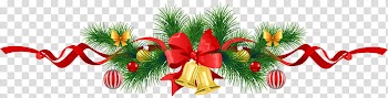 Christmas Garlands, gold, green, and red bell wreath borded transparent background PNG clipart