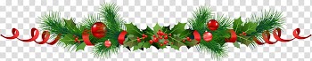 Christmas Garlands, green and red Christmas ornament transparent background PNG clipart