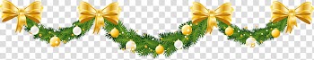 Christmas Garlands, yellow ribbons transparent background PNG clipart