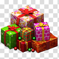 Christmas, gift box lot transparent background PNG clipart