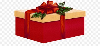 Christmas gift - Large Red and Cream Present with Red Bow Clipart 