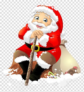 Christmas gift , Santa Claus sitting rest transparent background PNG clipart