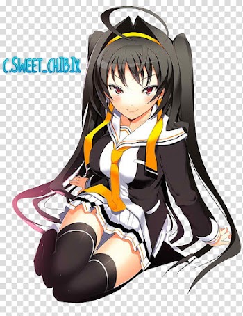 Christmas gift special, black haired female anime character transparent background PNG clipart