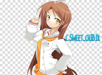 Christmas gift special, brown haired female anime illustration transparent background PNG clipart