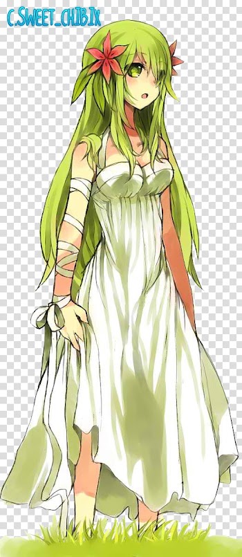 Christmas gift special, green haired girl anime character transparent background PNG clipart