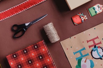 Christmas Gift Wrap Flatlay
