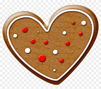 Christmas Gingerbread Heart Cookie Clip Art - Heart Shaped Cookie Clipart