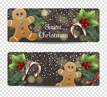 Christmas Gingerbread man Ginger snap, 2 Gingerbread Man banner transparent background PNG clipart