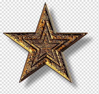 Christmas, gold star ornament with shadow transparent background PNG clipart