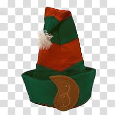 Christmas, green and brown striped elf hat transparent background PNG clipart