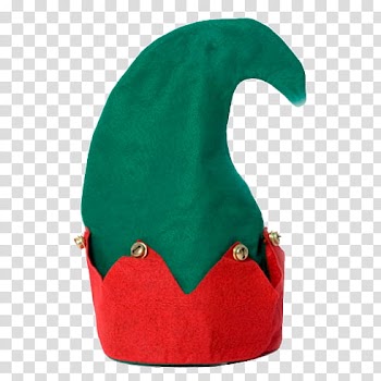 Christmas, green and red cone hat transparent background PNG clipart