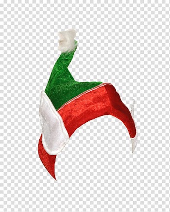 Christmas, green and red santa hat transparent background PNG clipart