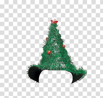 Christmas, green tinsel Christmas tree hat transparent background PNG clipart