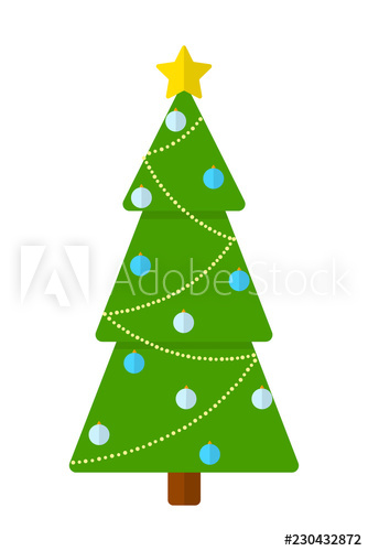 Christmas green tree with the blue balls