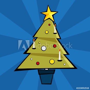 Christmas green tree with the yellow star