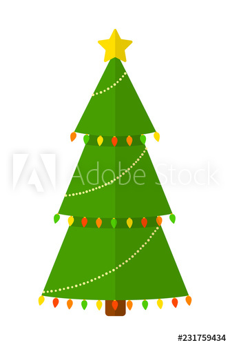 Christmas green tree with the yellowed star