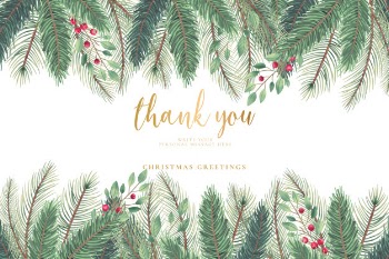 Christmas greeting card with christmas tree leaves Free Vector
