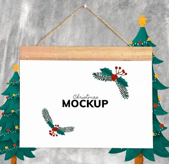 Christmas holiday greeting design mockup | Free stock psd mockup - 516345