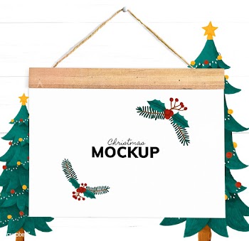 Christmas holiday greeting design mockup | Free stock psd mockup - 516357