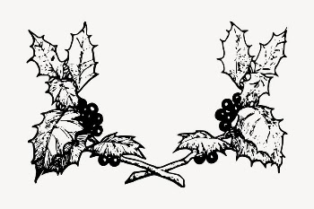Christmas holly border clipart, vintage | Free Vector - rawpixel