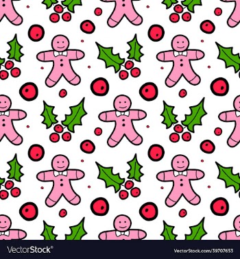 christmas holly ilex and cookies - seamless color