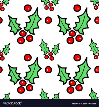 christmas holly ilex seamless colored background