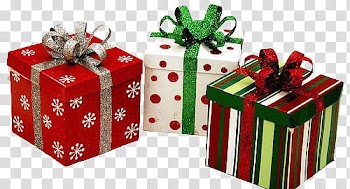 Christmas II, three assorted-color gift boxes transparent background PNG clipart