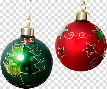 Christmas II, two red and green baubles transparent background PNG clipart