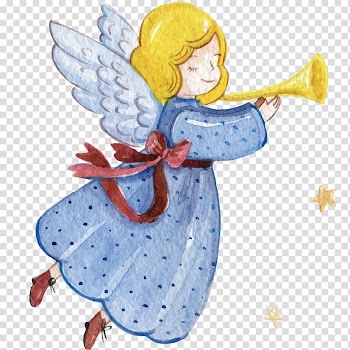 Christmas Illustration, Angel Trumpet watercolor background transparent background PNG clipart