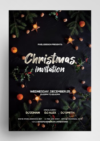 Christmas Invitation Freebie PSD Template