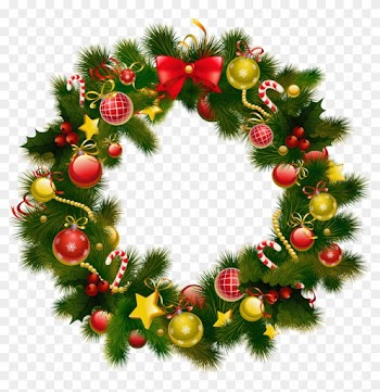 Christmas Lights Clipart Pine Garland - Christmas Wreath Clipart Transparent