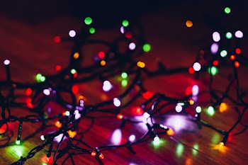 Christmas lights on the floor