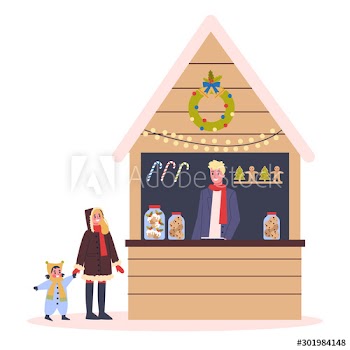 Christmas market vector illustration