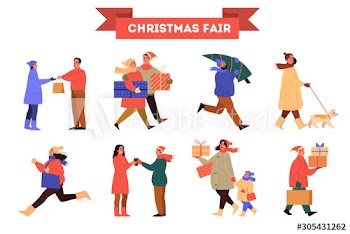 Christmas market vector illustration