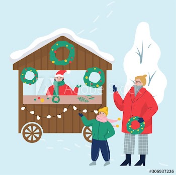 Christmas market vector illustration