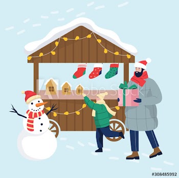 Christmas market vector illustration