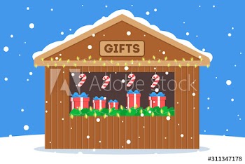 Christmas market vector illustration