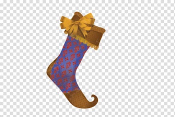 Christmas Materials , brown, red, and blue floral elf shoe transparent background PNG clipart