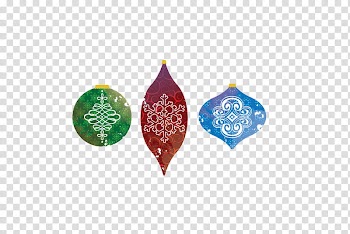 Christmas Materials , three assorted-color baubles transparent background PNG clipart
