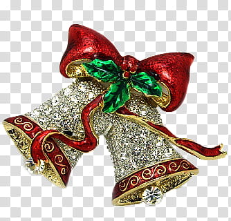 CHRISTMAS MEGA, gray and red ribbon bells transparent background PNG clipart