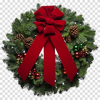CHRISTMAS MEGA, green and red wreath transparent background PNG clipart
