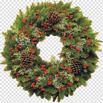CHRISTMAS MEGA, green wreath illustration transparent background PNG clipart