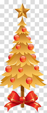 CHRISTMAS MEGA, orange and red Christmas tree with red baubles decors transparent background PNG clipart