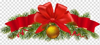 CHRISTMAS MEGA, red and black Christmas ribbon decor transparent background PNG clipart