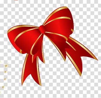 CHRISTMAS MEGA, red and gold bow illustration transparent background PNG clipart