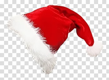CHRISTMAS MEGA, red and white Christmas hat transparent background PNG clipart