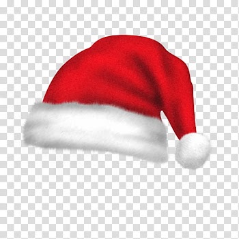 CHRISTMAS MEGA, red and white Santa hat transparent background PNG clipart